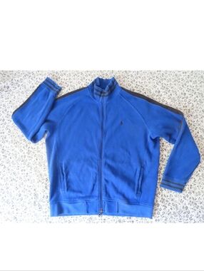 Polo Ralph Lauren Blue Black Pony Full Zip Track Jacket Vintage Mens Size Medium
